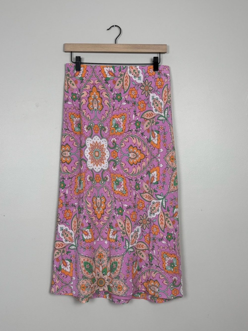 Ann Taylor Silk‎ Floral Midi Skirt The Studio Collection Sz Small Purple Multi